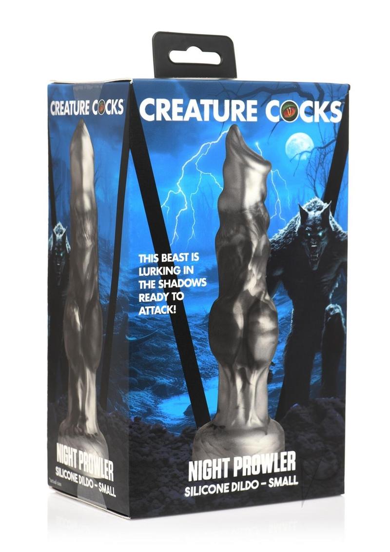 Night Prowler Silicone Dildo - Small - Silver/Black