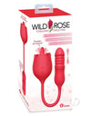 Wild Rose Lick & Thrust Rechargeable Silicone Dual Vibrator with Clitoral Stimulator - Red