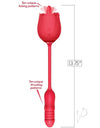 Wild Rose Lick & Thrust Rechargeable Silicone Dual Vibrator with Clitoral Stimulator - Red