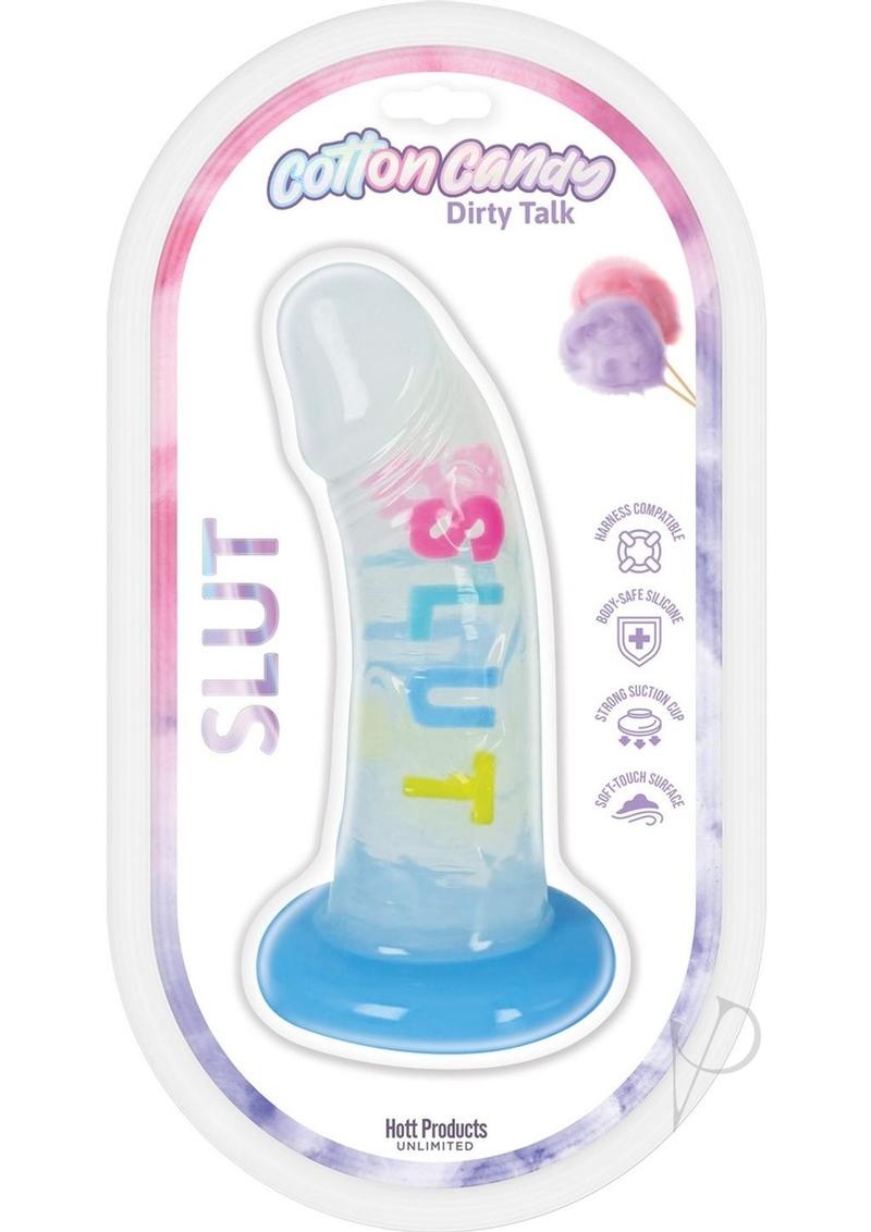 Cotton Candy Dirty Talk Slut Silicone Dildo 6in - Multicolor