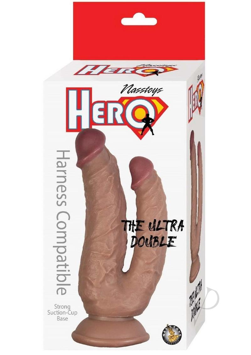 Hero The Ultra Double Dildo with Suction Cup - Chocolate