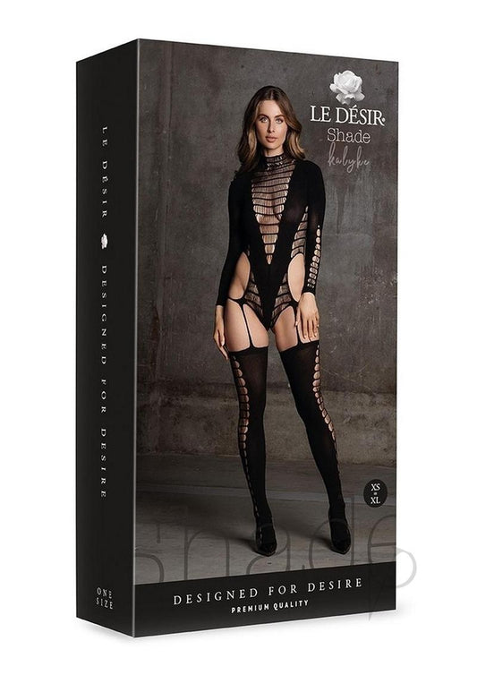 Le Desir Shade Kalyke XXIII Bodystocking with Turtleneck - O/S - Black