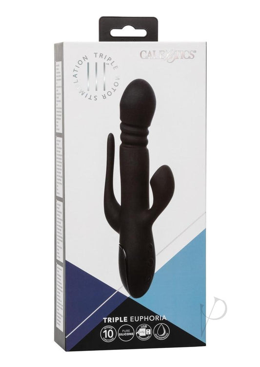 III Triple Euphoria Rechargeable Silicone Stimulating Vibrator - Black